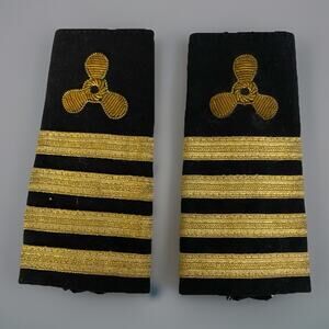 Vintage Bullion Marine Ship Engineer Shoulder Board Epaulette 4 Bar Pair B